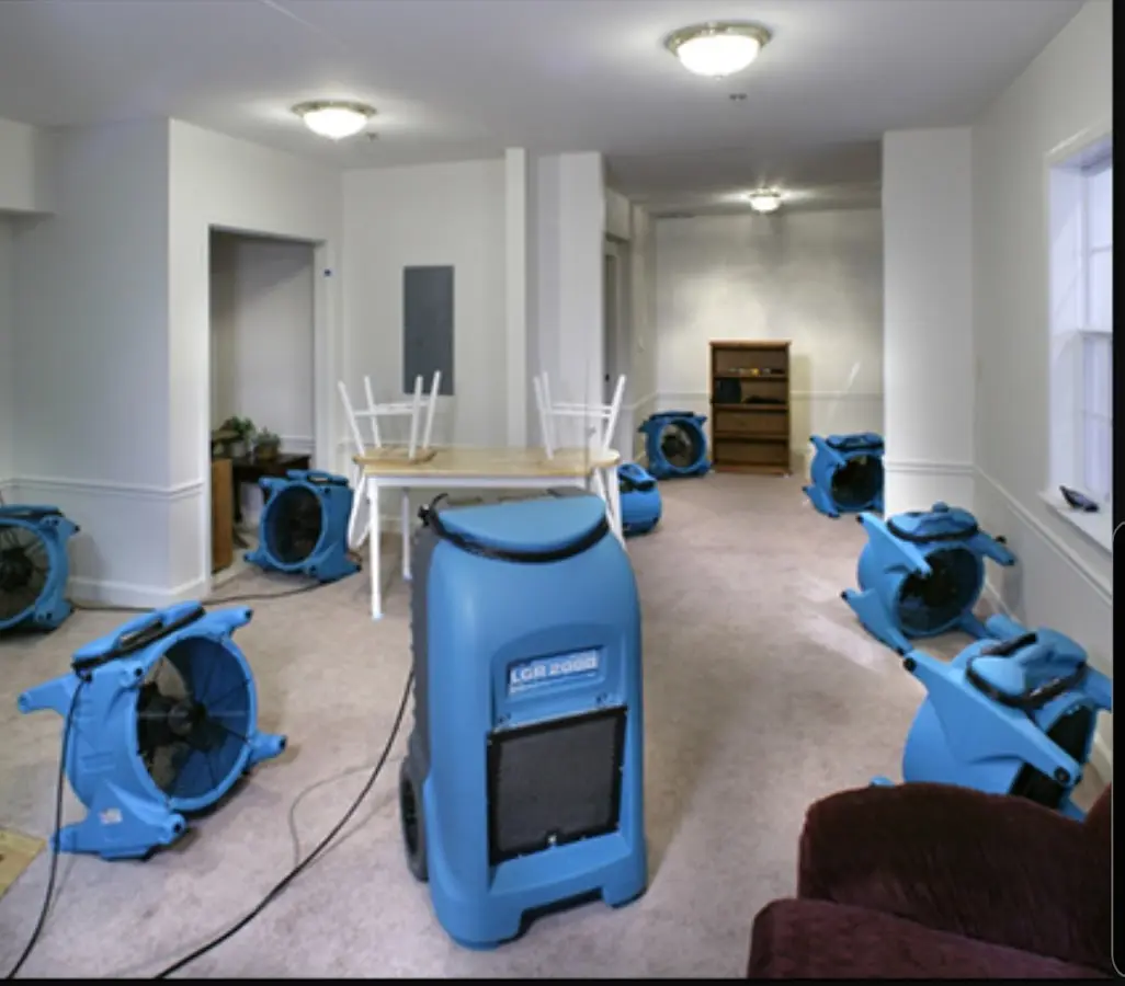 Air movers and dehumidifier setup for Water Damage Restoration in Laguna Niguel